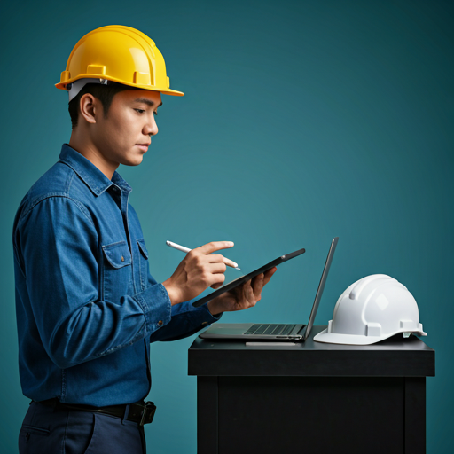 Engineer using tablet
